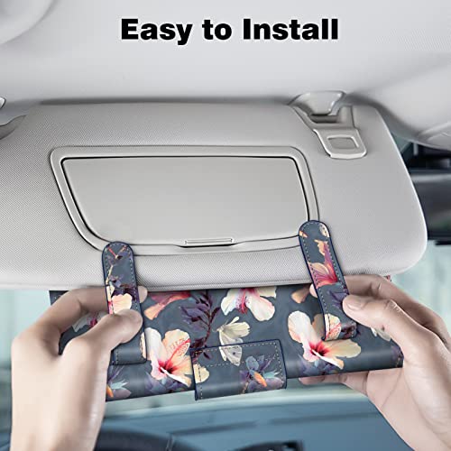 CaseBot Car Visor Tissue Holder, Sun Visor Napkin Holder, Mask Holder for Car, PU Leather Backseat Tissue Box for Car Truck SUV, Blooming Hibiscus - Image 5