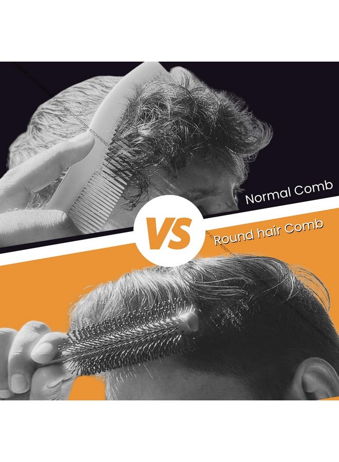 KITCHFREND Brown Round Hair Brush and Hair Roller Comb for Men - Premium Styling Tool for Gentle Hair Care and Effective Detangling - Ideal for All Hair Types, Enhancing Volume and Texture pack of -2 - Image 2
