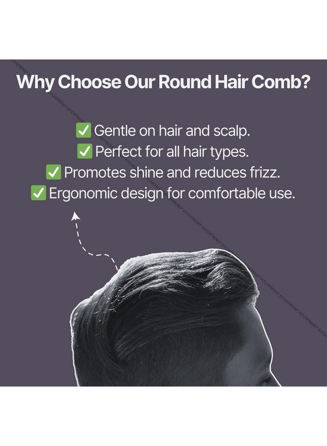 KITCHFREND Brown Round Hair Brush and Hair Roller Comb for Men - Premium Styling Tool for Gentle Hair Care and Effective Detangling - Ideal for All Hair Types, Enhancing Volume and Texture pack of -2 - Image 5