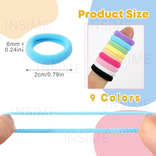 INSIME Small Rubber band for baby girls (100pcs) | Seamless Kids rubber bands for girls Soft cotton Baby rubber band for hair | Baby hair ties for baby girls ponytail holders - Image 2