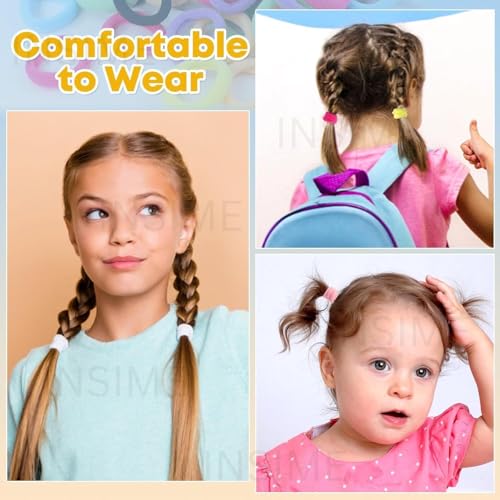 INSIME Small Rubber band for baby girls (100pcs) | Seamless Kids rubber bands for girls Soft cotton Baby rubber band for hair | Baby hair ties for baby girls ponytail holders - Image 5