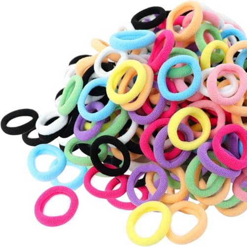 INSIME Small Rubber band for baby girls (100pcs) | Seamless Kids rubber bands for girls Soft cotton Baby rubber band for hair | Baby hair ties for baby girls ponytail holders - Image 1
