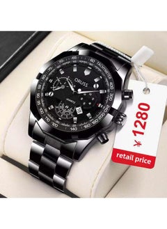 Generic Direct Automatic Movement Watch Black Technology Calendar Luminous Waterproof Men's Steel Strap Watch Large Dial 