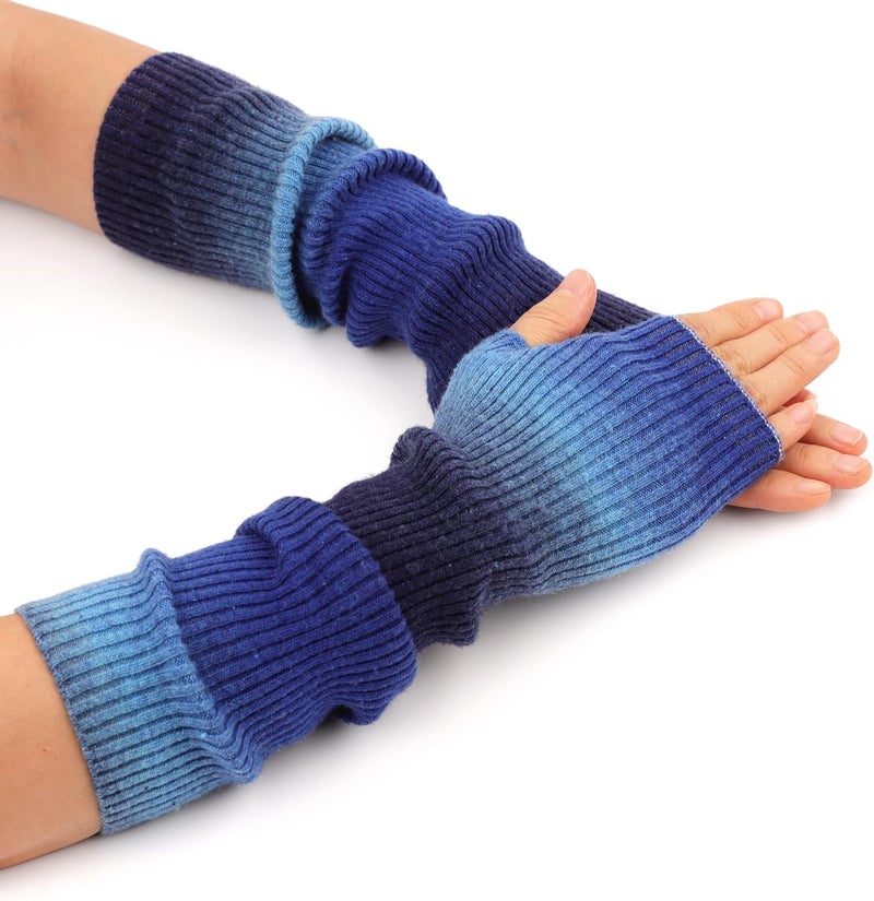 F Flammi Cashmere Blended Arm Warmer for Women Winter Fingerless Gloves Knit Mitten Gloves Wrist Warmer with Thumb Hole - Image 1