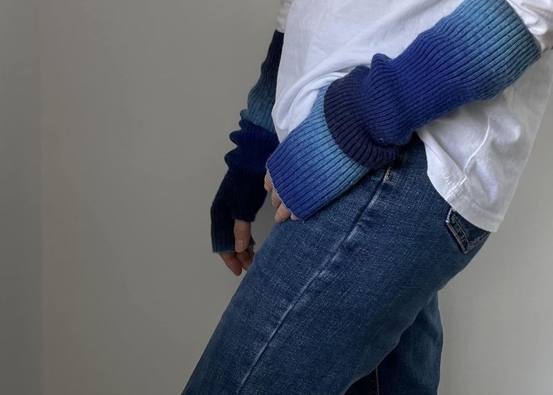 F Flammi Cashmere Blended Arm Warmer for Women Winter Fingerless Gloves Knit Mitten Gloves Wrist Warmer with Thumb Hole - Image 5