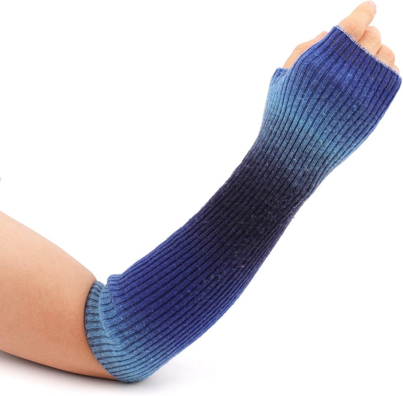 F Flammi Cashmere Blended Arm Warmer for Women Winter Fingerless Gloves Knit Mitten Gloves Wrist Warmer with Thumb Hole - Image 4