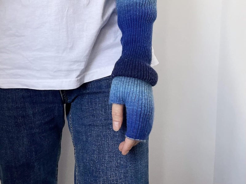 F Flammi Cashmere Blended Arm Warmer for Women Winter Fingerless Gloves Knit Mitten Gloves Wrist Warmer with Thumb Hole - Image 3