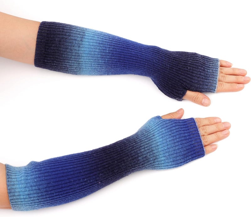 F Flammi Cashmere Blended Arm Warmer for Women Winter Fingerless Gloves Knit Mitten Gloves Wrist Warmer with Thumb Hole - Image 2