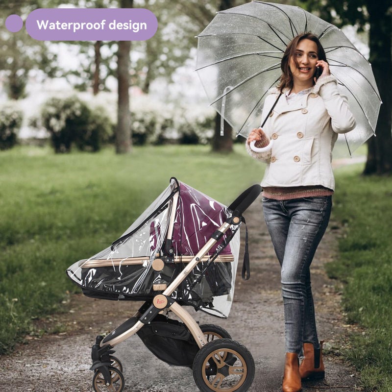 Agatige Baby Stroller Rain Cover, Waterproof Dust Wind Shield Zipper Window Design Universal Pram Accessory - Image 2