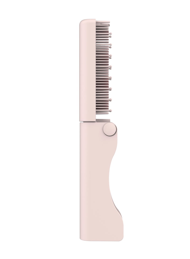 porodo Lifestyle Rechargeable & Foldable Mini Electrical Hair Straightener Comb / Even Heat Distribution Brush / Ceramic‐Coated Teeth / 3 Heat Modes / Auto Safety Shut‐off - Pink - Image 5