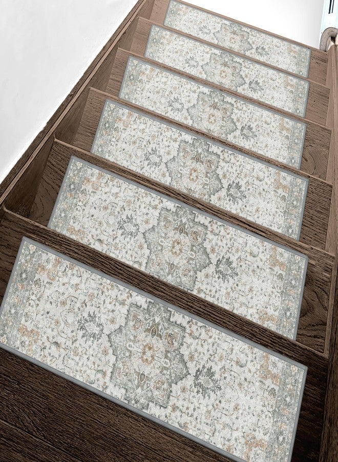 sarben Non Slip Stair Treads for Wooden Steps 7PCS - 8"x30" Indoor Safety Carpet, Edging Mats with TPE Adhesive Backing, Pet and Elderly Friendly Stair Rugs (Taupe) - Image 1