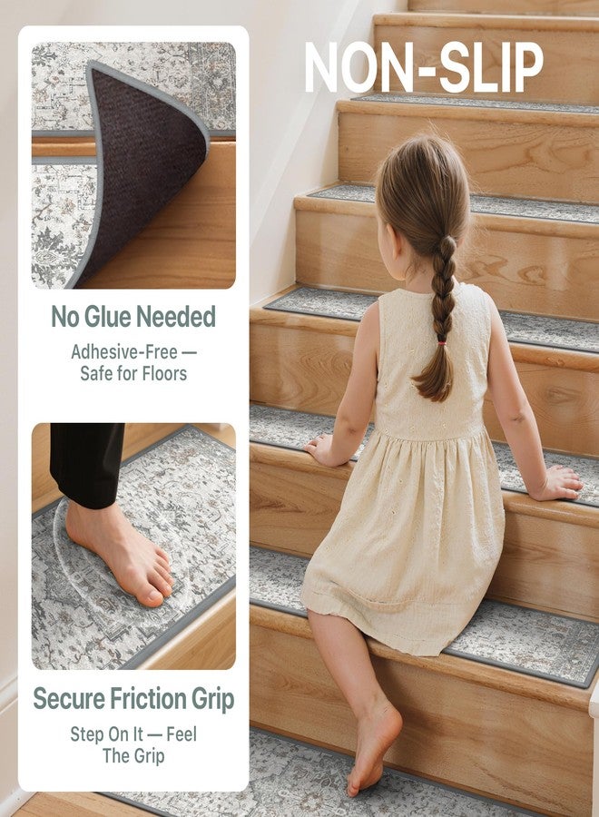 sarben Non Slip Stair Treads for Wooden Steps 7PCS - 8"x30" Indoor Safety Carpet, Edging Mats with TPE Adhesive Backing, Pet and Elderly Friendly Stair Rugs (Taupe) - Image 4