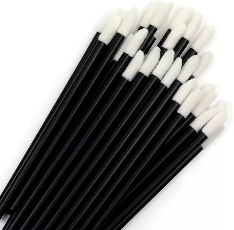 BOULTON Lip Brushes 100pcs Disposable Lip Wands Disposable Lip Brushes Lipstick Applicator Wand Tool for Lips Eyes Concealer Makeup Beauty Toolkit Lip Brush Disposables Lip Gloss Brush Black