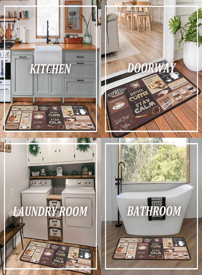kukli kitchen Coffee Kitchen Rugs and Mats Non-Slip, Washable, Stain and Fade Resistant, Suitable for Kitchen Mat Set of 2 Coffee Kitchen Decor 17" x47"+17"x30" - Image 5