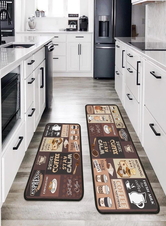 kukli kitchen Coffee Kitchen Rugs and Mats Non-Slip, Washable, Stain and Fade Resistant, Suitable for Kitchen Mat Set of 2 Coffee Kitchen Decor 17" x47"+17"x30" - Image 4