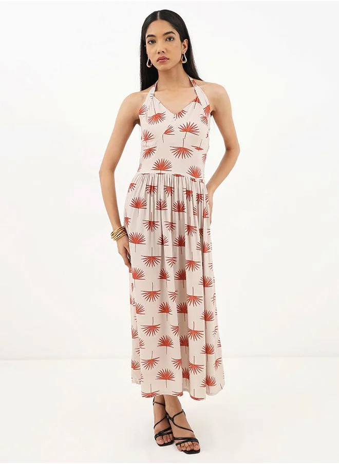 استوديو أول Printed Halter Midi Dress