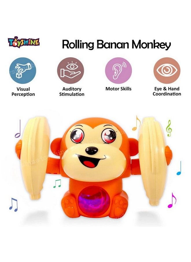 Toyshine - Dancing And Spinning Rolling Doll Tumble Monkey Toy Banana Monkey With Musical Toy With Light And Sound Effects - Image 1