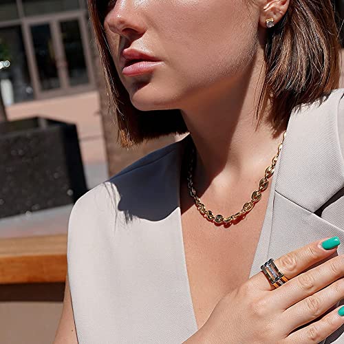 CIUNOFOR 14K Gold Coffee Bean Chain Necklace for Women and Men, Square Toggle Clasp Charm Statement Jewelry, Hip-Hop CD Style Gold Link Chain Gift for Anniversary or Couples - Image 3