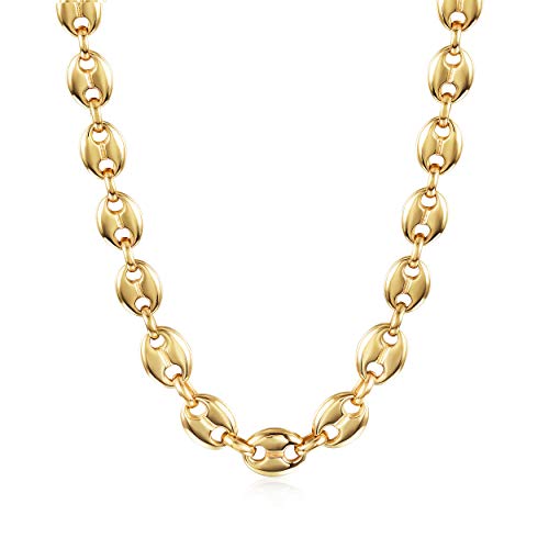 CIUNOFOR 14K Gold Coffee Bean Chain Necklace for Women and Men, Square Toggle Clasp Charm Statement Jewelry, Hip-Hop CD Style Gold Link Chain Gift for Anniversary or Couples - Image 1