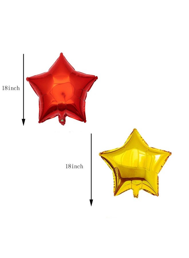 DYT 8PCS 32 Inch Fire Balloons Large Flame Balloons Aluminum Foil With Red Gold Star Mylar balloons Fire Decorations Curve Foil Firefighter Party Favors Fireman Theme Party - Image 2