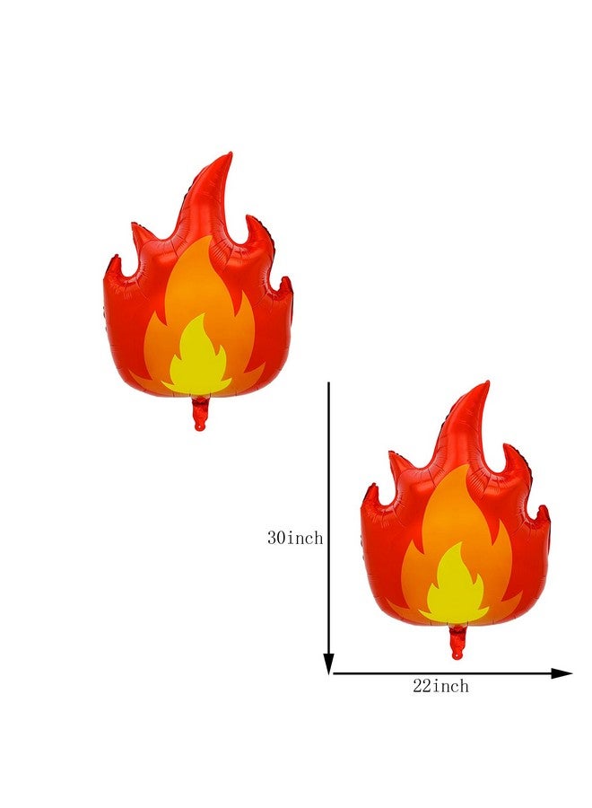 DYT 8PCS 32 Inch Fire Balloons Large Flame Balloons Aluminum Foil With Red Gold Star Mylar balloons Fire Decorations Curve Foil Firefighter Party Favors Fireman Theme Party - Image 3