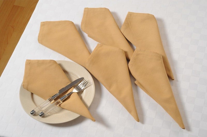 Swayam 100% Cotton Dinner Napkins 6pc Beige 16 X 16, Friendly Cotton Fabric, Machine Washable for Dinner, Can be use at Home, Café, Restaurant & Banquet - Image 1