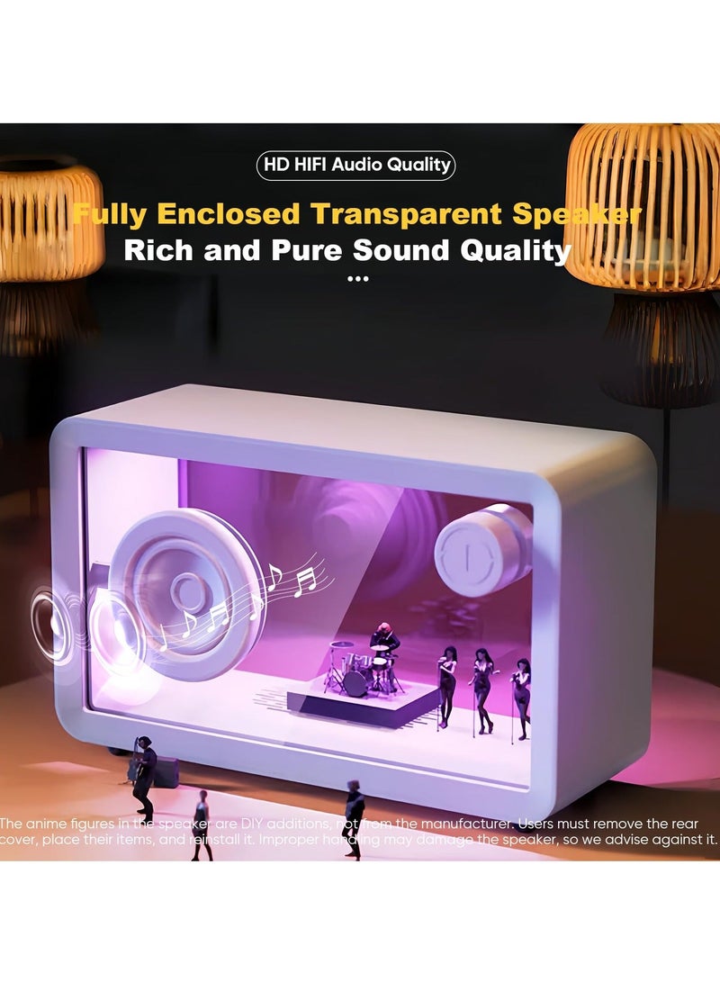 Transparent Bluetooth Speaker, 8W, Bluetooth 5.1/AUX, 5 Modes, 7 RGB Lights, Glass Wireless Speaker, Ideal for Desk & Room Decor, Birthday Gift, White - Image 5