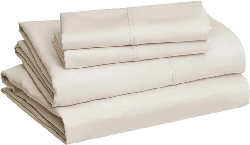 SEM B GRA 4 Pieces Sheet Set-100% Egyptian Cotton Bed Sheets 400 Thread Count Sateen Finish Luxuries Hotel Quality (Beige, Full) - Image 2
