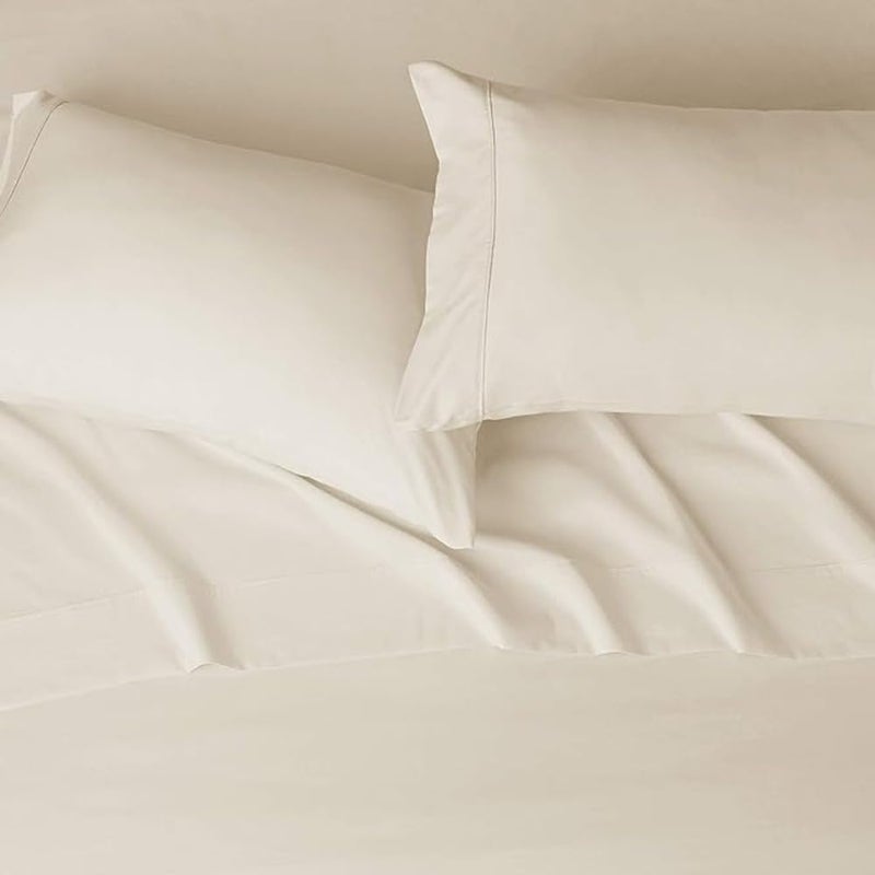 SEM B GRA 4 Pieces Sheet Set-100% Egyptian Cotton Bed Sheets 400 Thread Count Sateen Finish Luxuries Hotel Quality (Beige, Full) - Image 3
