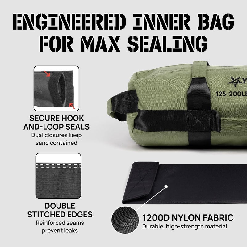 Yes4All Adjustable Sandbag - Heavy Duty Weighted Sandbags for Fitness and Conditioning, 125-200 lbs Capacity - Image 3