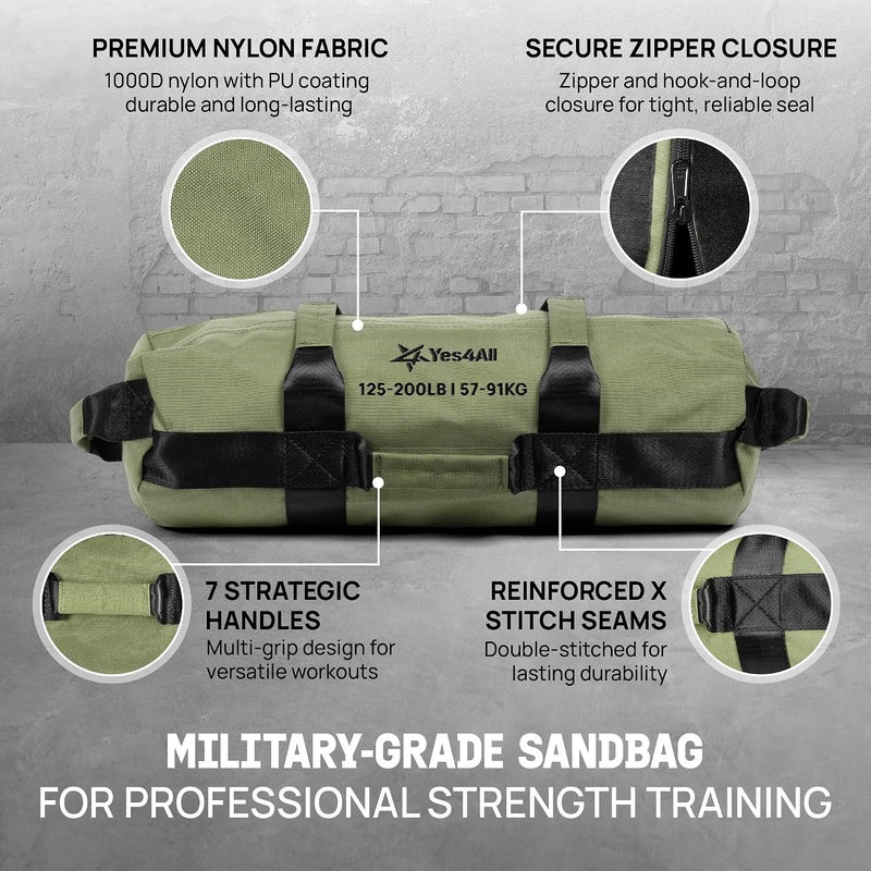 Yes4All Adjustable Sandbag - Heavy Duty Weighted Sandbags for Fitness and Conditioning, 125-200 lbs Capacity - Image 2