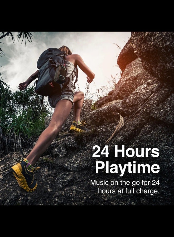 MYKX8 Portable TWS Bluetooth Speakers, IPX7 Waterproof, Stereo Sound, LED Light, Built-in Mic for Phone Calls and Battery Power Bank, for Home and Outdoor, Black - Image 4