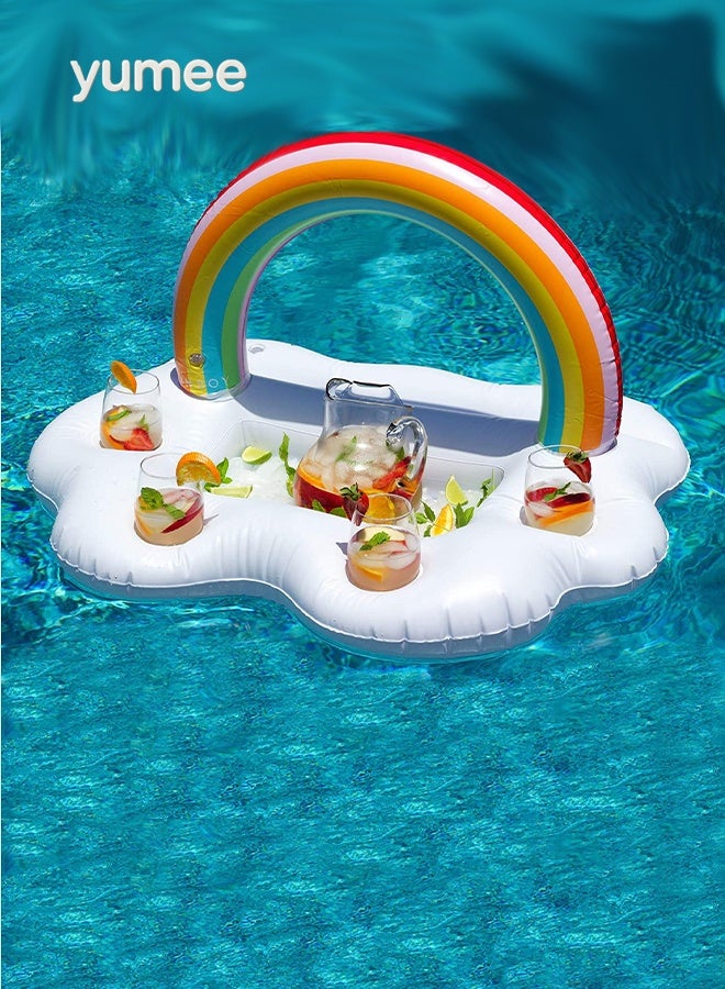 يمي حامل مشروبات قابل للنفخ للمسبح - حامل أكواب عائم مع 4 فتحات للمشروبات، ضروري لحفلات المسبح الصيفية على الشاطئ والسباحة (لعبة مائية ممتعة، مصنوعة من مادة PVC متينة) - Image 1