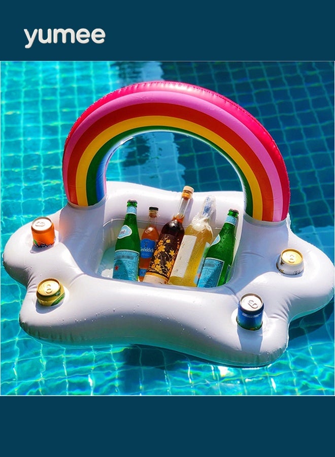يمي حامل مشروبات قابل للنفخ للمسبح - حامل أكواب عائم مع 4 فتحات للمشروبات، ضروري لحفلات المسبح الصيفية على الشاطئ والسباحة (لعبة مائية ممتعة، مصنوعة من مادة PVC متينة) - Image 4