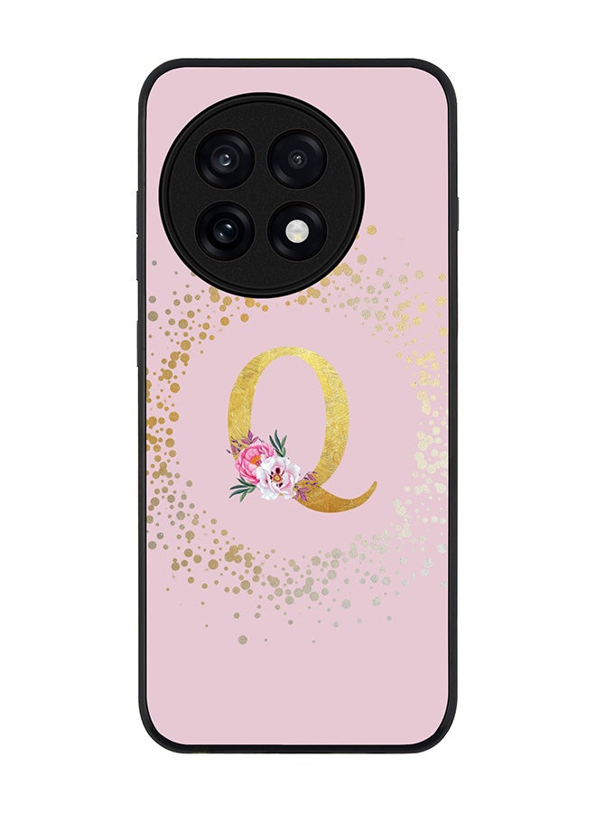 Stylizedd For OnePlus 13R / Ace 5 Pro Case,Slim fit Camera Protection, Shockproof Thin Phone cover  - Custom Monogram Floral - Q  (Pink ) - Image 1