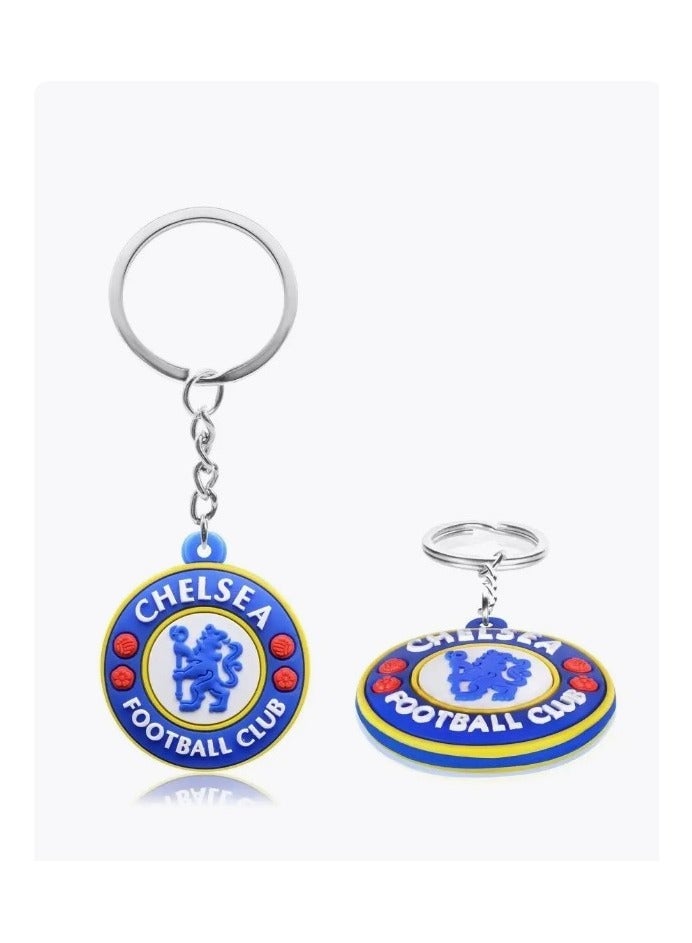 MARIO DRAFTS Chelsea Football Club Official Logo Keychain, Metal Chain with PVC Pendant - Image 1