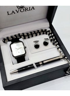 Laforea watch gift set for men consisting of 4 pieces, a rosary watch, a pen and a set of buttons