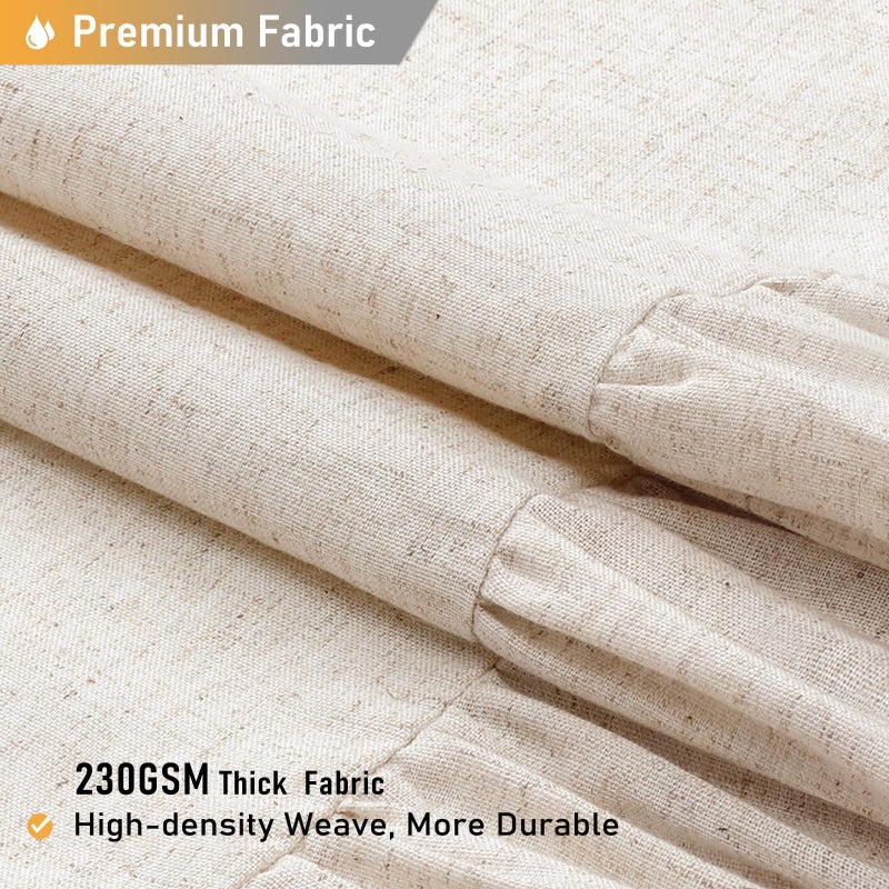 BTTN Stall Farmhouse Shower Curtain - 54x78 inch Rustic Heavy Duty Fabric Linen Shower Curtain Set with Ruffle Hem  Machine Washable  Vintage Shabby Chic Cloth Shower Curtain for Bathroom  Beige/Cream - Image 2