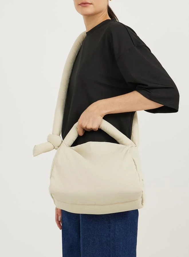 Styli Styli Minimal Print Handbag with Knotted Strap
