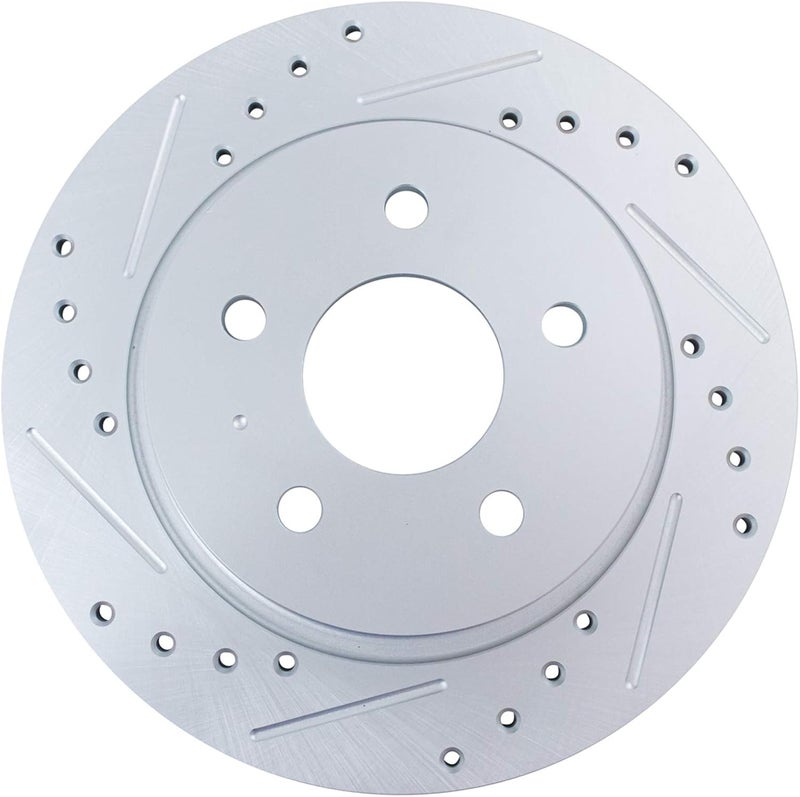 TRQ Rear Performance Brake Rotors Set Solid Premium G-Coated Cross Drilled & Slotted Compatible with 2013-2018 Ford C-Max 2013-2016 Escape 2014-2018 Transit Connect - Image 5