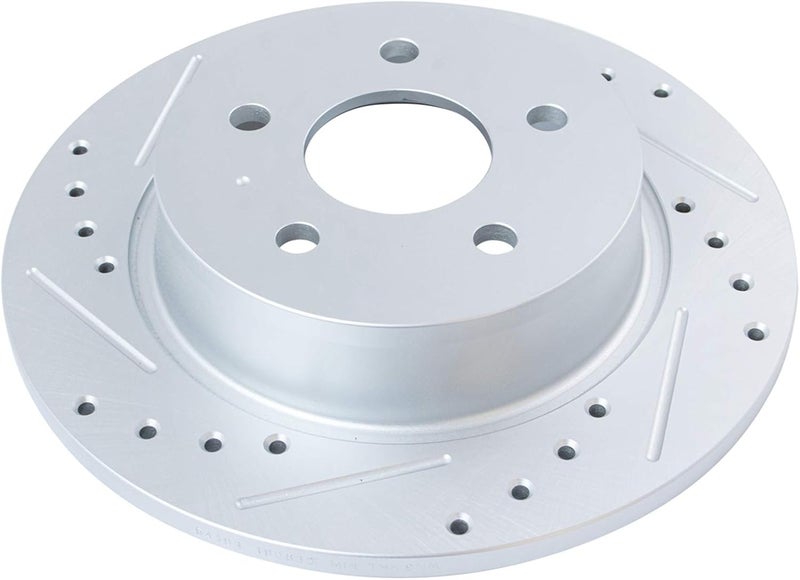 TRQ Rear Performance Brake Rotors Set Solid Premium G-Coated Cross Drilled & Slotted Compatible with 2013-2018 Ford C-Max 2013-2016 Escape 2014-2018 Transit Connect - Image 4