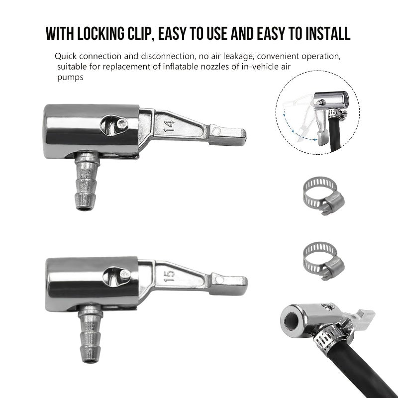 Silvery 1/4 Inch Lock On All Metal Air Chuck Mini Portable Tire Inflator Hose End With Barb Connector For Hose Repair Inflate Chuck - Image 4