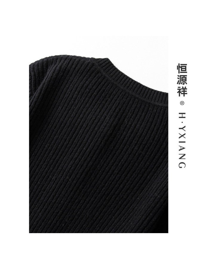 Hengyuanxiang Fashion Buttonwomen'S Wool Sweater Round Neck Autumn Winter Knitted Cardigan Versatile Sweater Coat - Image 4