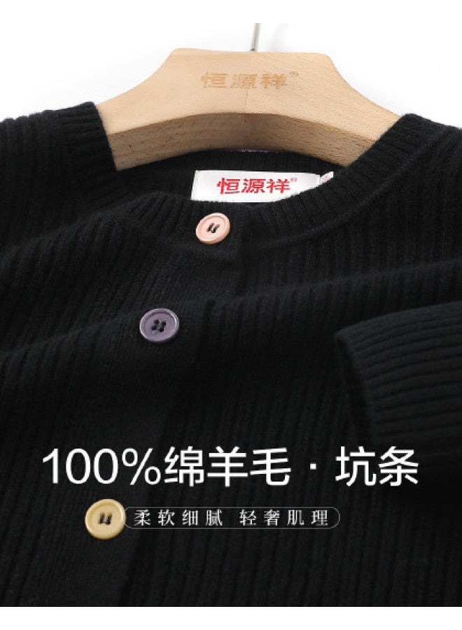 Hengyuanxiang Fashion Buttonwomen'S Wool Sweater Round Neck Autumn Winter Knitted Cardigan Versatile Sweater Coat - Image 1