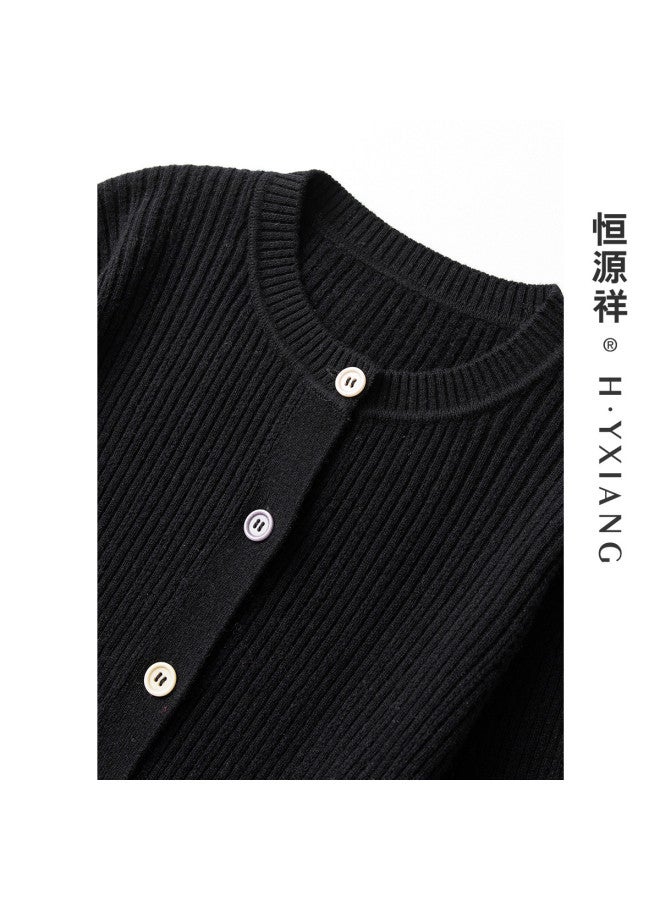 Hengyuanxiang Fashion Buttonwomen'S Wool Sweater Round Neck Autumn Winter Knitted Cardigan Versatile Sweater Coat - Image 3