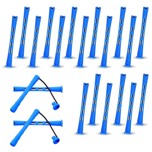 Bremorou 20 Pcs Perm Rods For Short Hair Small Plastic Hair Perming Rods And Rollers Curling Roller Perm Rod Medium For Long Hairs (Blue, 0.35 Inches) - Image 1