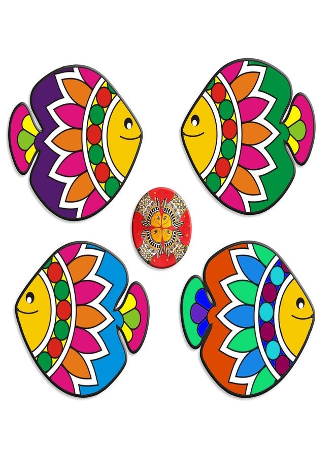 Artvibes Colorful Artistic Fish Decorative Wall Hanging Ornaments | Living Room | Office | Wall Art Painting For Hall | Graphic Artwork | Aesthetic Wooden Decor | Ideal Gifts (WH_5217N), Set of 2 - Image 4