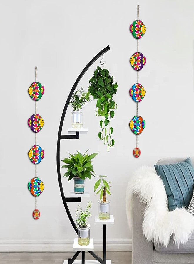 Artvibes Colorful Artistic Fish Decorative Wall Hanging Ornaments | Living Room | Office | Wall Art Painting For Hall | Graphic Artwork | Aesthetic Wooden Decor | Ideal Gifts (WH_5217N), Set of 2 - Image 2