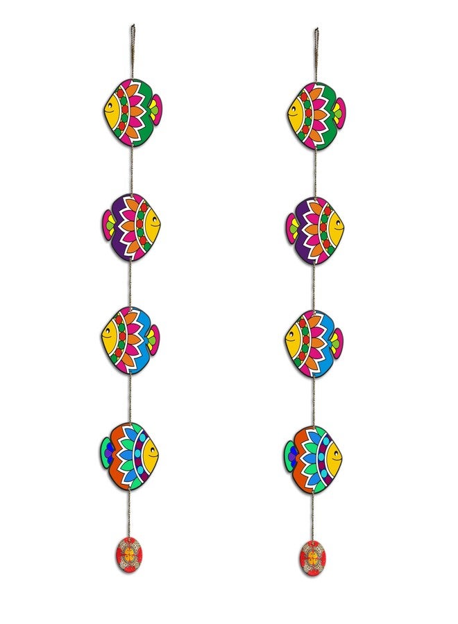 Artvibes Colorful Artistic Fish Decorative Wall Hanging Ornaments | Living Room | Office | Wall Art Painting For Hall | Graphic Artwork | Aesthetic Wooden Decor | Ideal Gifts (WH_5217N), Set of 2 - Image 1
