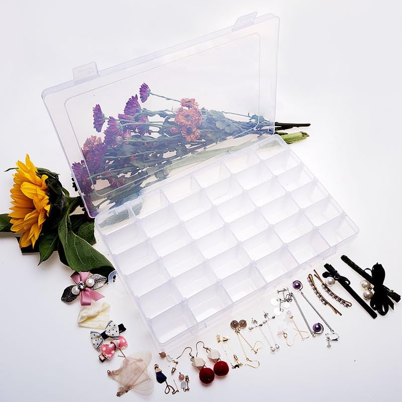 Anshri Jewellery Organisers Plastic 36 Grid Square Portable Transparent Storage Detachable Box Organizer Case for Jewelry Sewing Button Earrings Hair (Transparent) - Image 3